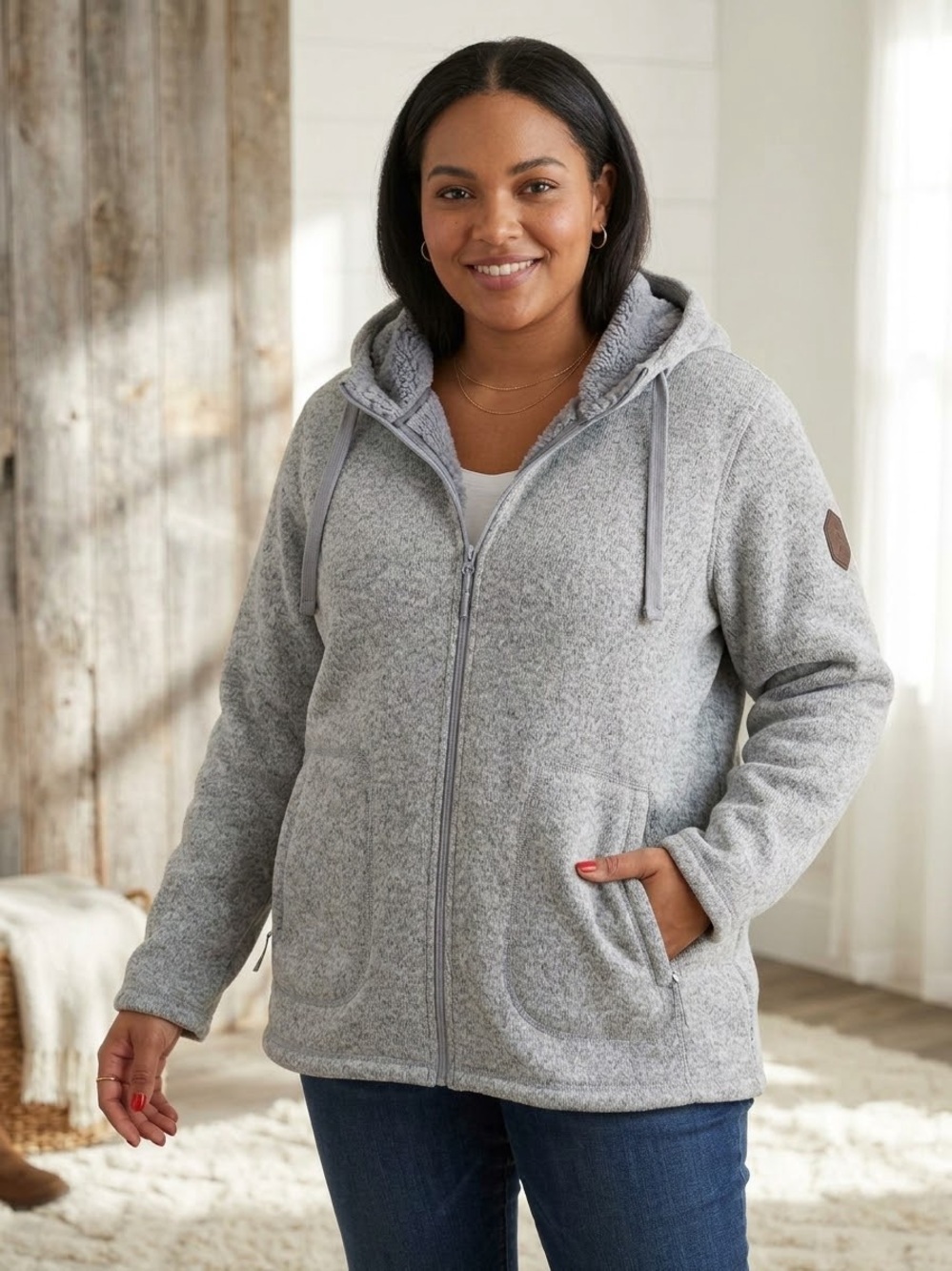 Free Country Mountain Fleece Jacket XXL Gorpcore Faux Fur Lined Hooded Zip